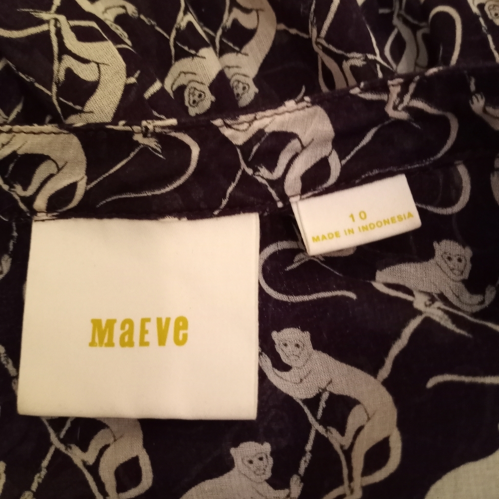 MAEVE MONKEY PRINT TAB SLEEVE BUTTON UP 10 - Picture 6 of 8